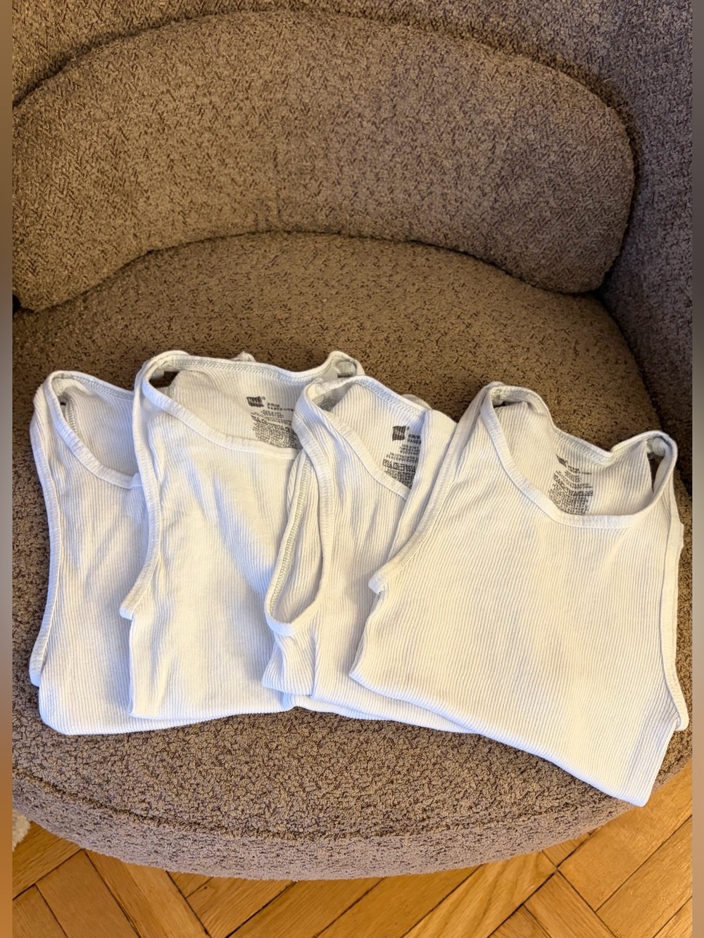 Hanes Boys White Ribbed Tank Top - 4 Pack